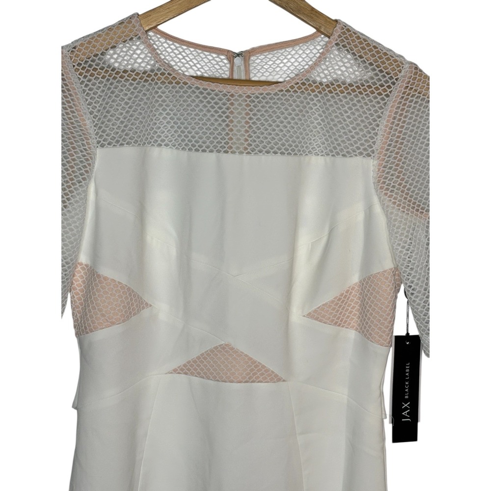 JAX BLACK LABEL Dress White Blush Mesh Illusion Sheath Midi Cocktail Size 6 NWT‎ - Picture 4 of 12